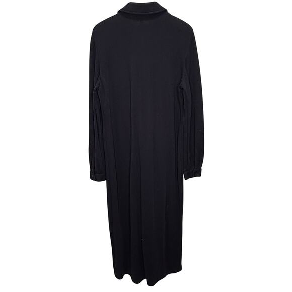 Vintage Talbots Long Sleeve Dress Size L Navy Blue Pleated Modest Button Front - Picture 2 of 7